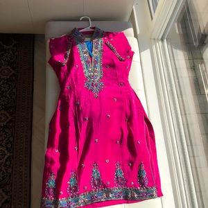 blue pink indian shalwar kameez